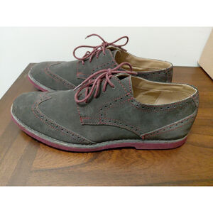 Calvin Klein Men's Gray Lace-Up Dress Shoes Size 10.5 Suede Faxon